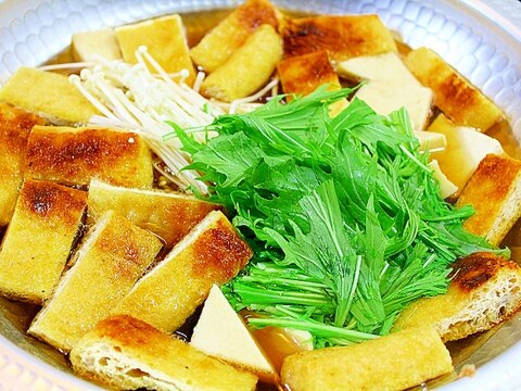 油揚げと水菜と豆腐の鍋